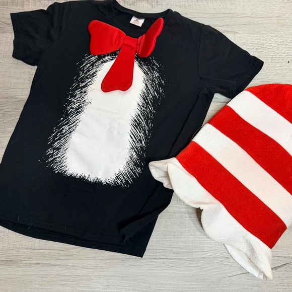 Kids Unisex Cat In The Hat T-Shirt and Top Hat Size XL 12/14 - Picture 5 of 6